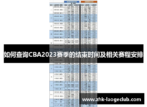 如何查询CBA2023赛季的结束时间及相关赛程安排